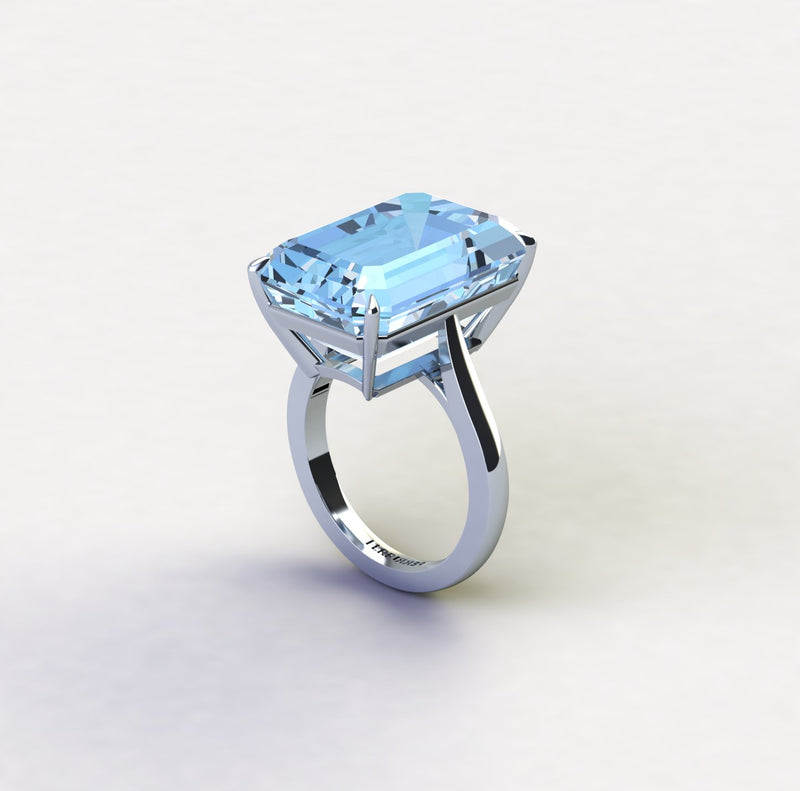 Emerald-Cut Aquamarine and 0.12 CT. T.W. Diamond Engagement Ring in 14K  White Gold | Peoples Jewellers